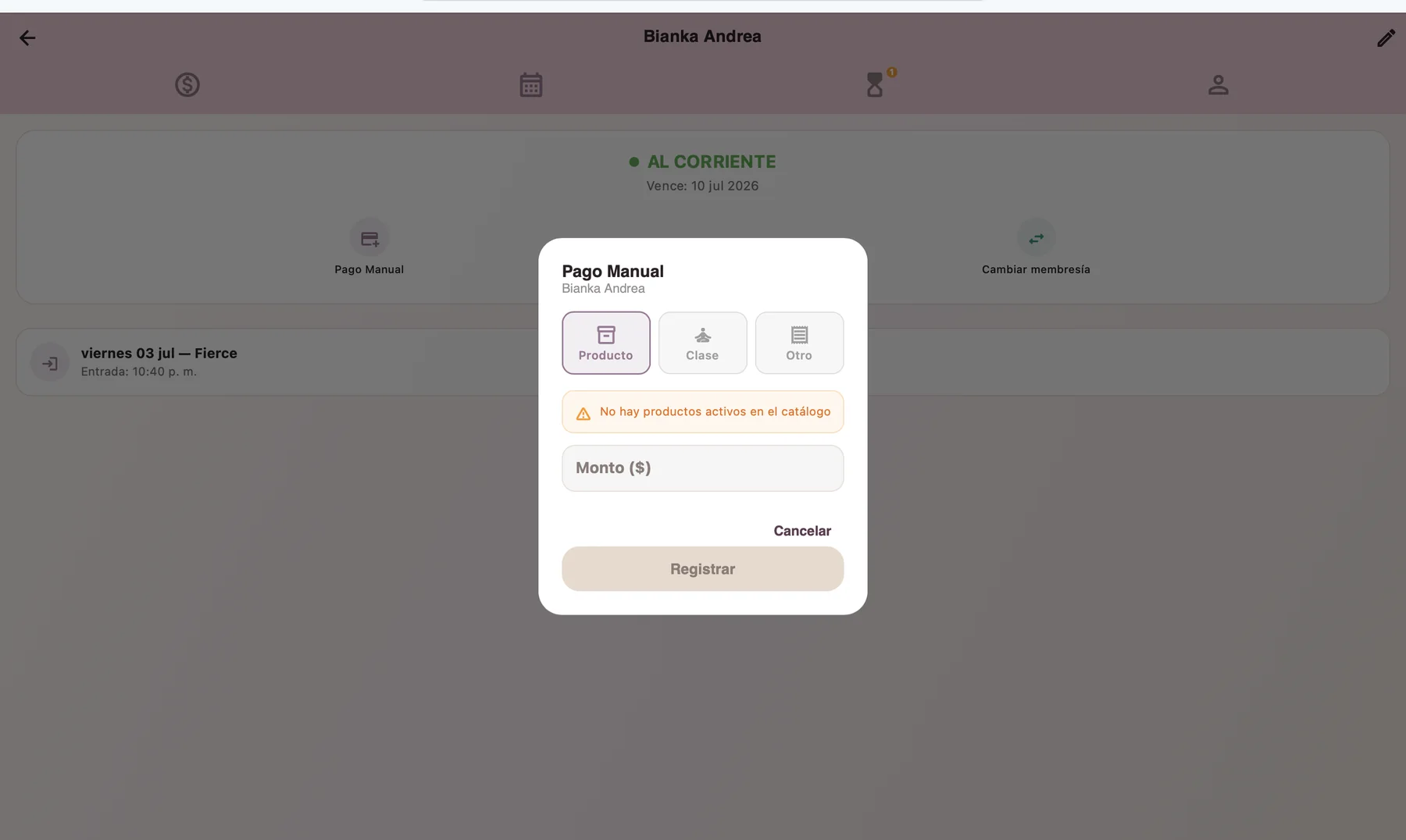 Registro de pago desde flujo web