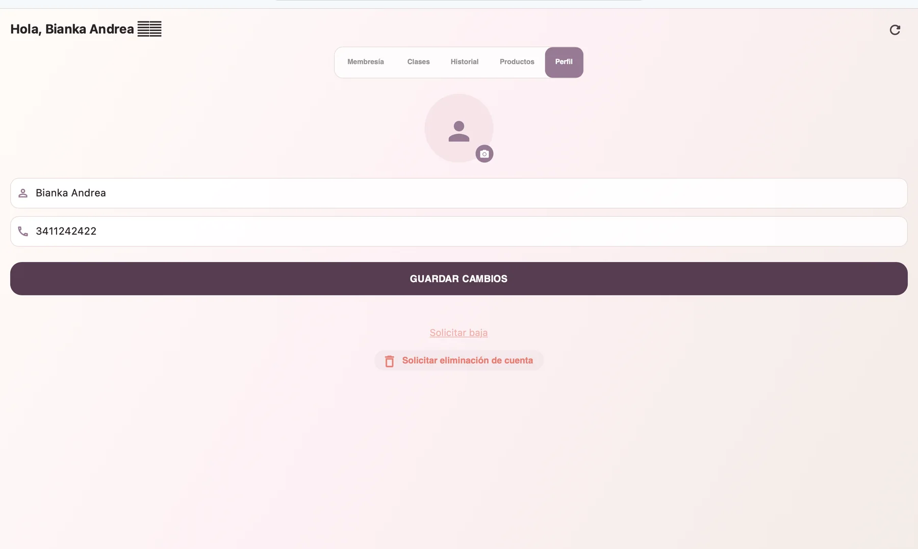 Renovación / acciones del portal de alumna